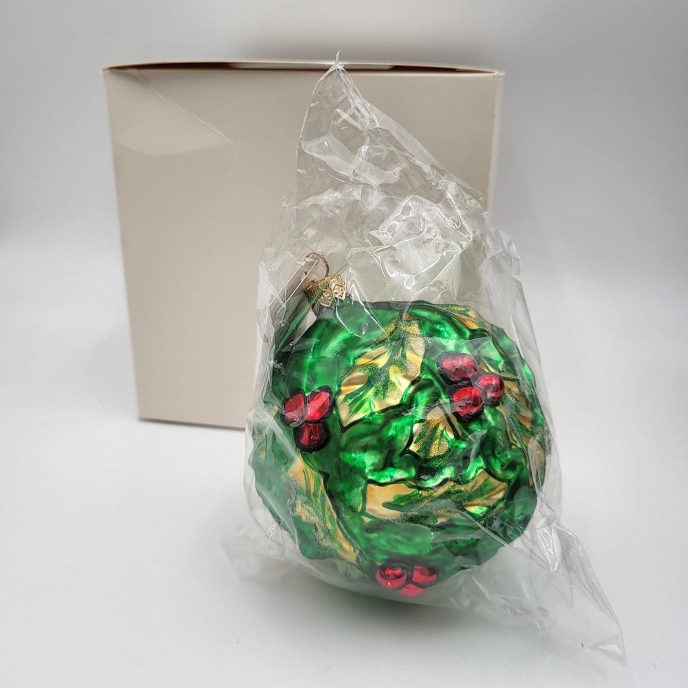 Christopher Radko 1996 Holly Frost ball ornament -Sealed w/ tag